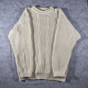Vintage 90s Gitano Fishermans Cable Knit Cream Sweater Size Mens large